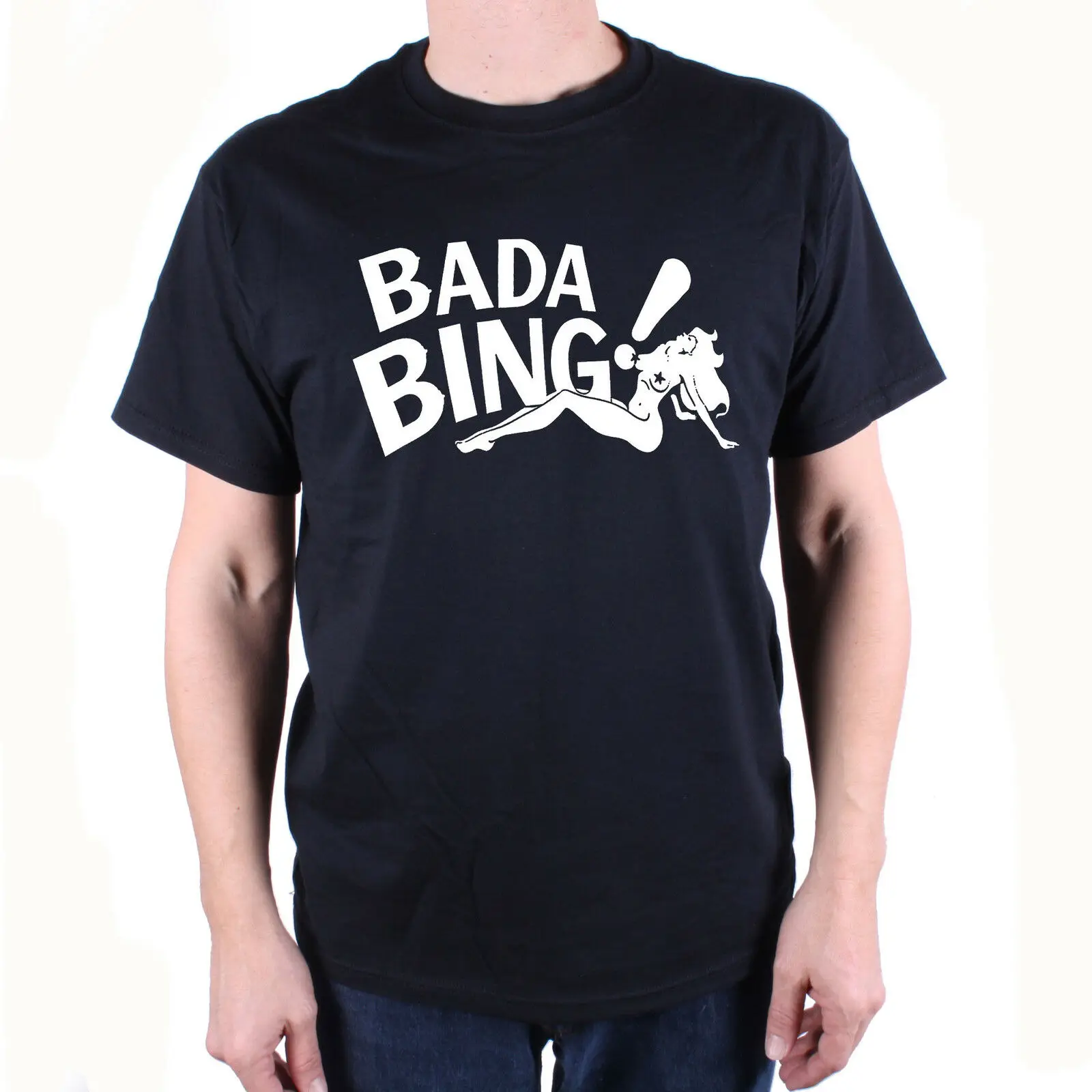 Как видно на Sopranos T Shirt Bada Bing! Бесплатная доставка логотипа британской почтовой