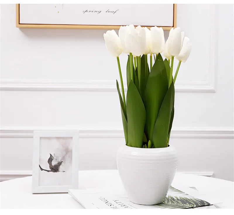 Цветы искусственные тюльпаны искусственные искусственные цветы kunstblumen fleurs artificielles 12 головок горшках Tianshan тюльпан Крытый поддельные цветок ремесло сад дома