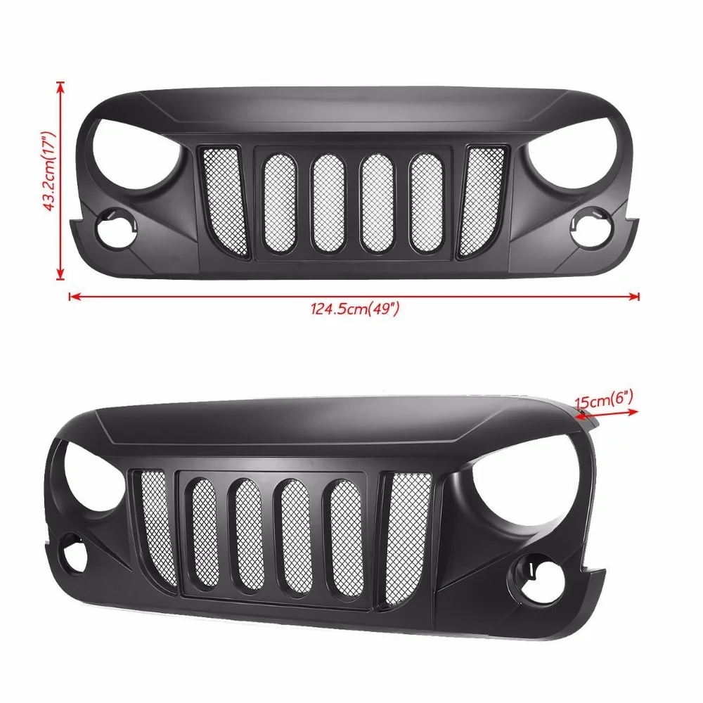 Partol Mesh Гриль вставить решетка сетки переднего бампера гриль ForJeep Wrangler JK 2DR/4DR 2007-2017