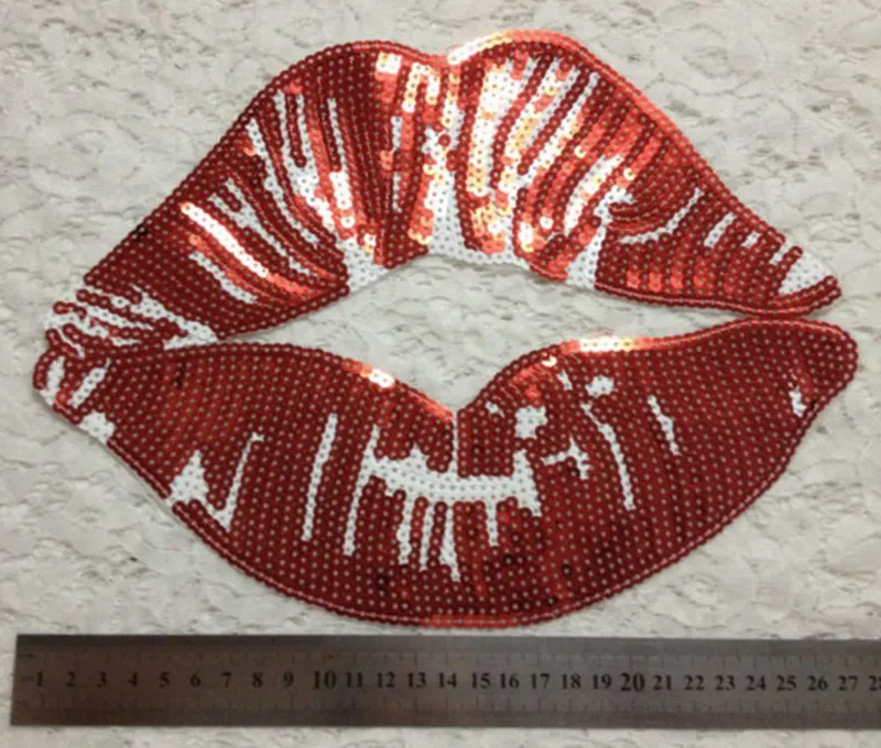 Большие красные густые блестки и патчи для аппликации с железной вышивкой