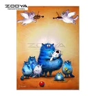 Алмазная вышивка 5D сделай сам, картина из страз, вышивка крестиком, синяя кошка, семья и ангелы, проигрыватель, картины с полным наполнением BJ250