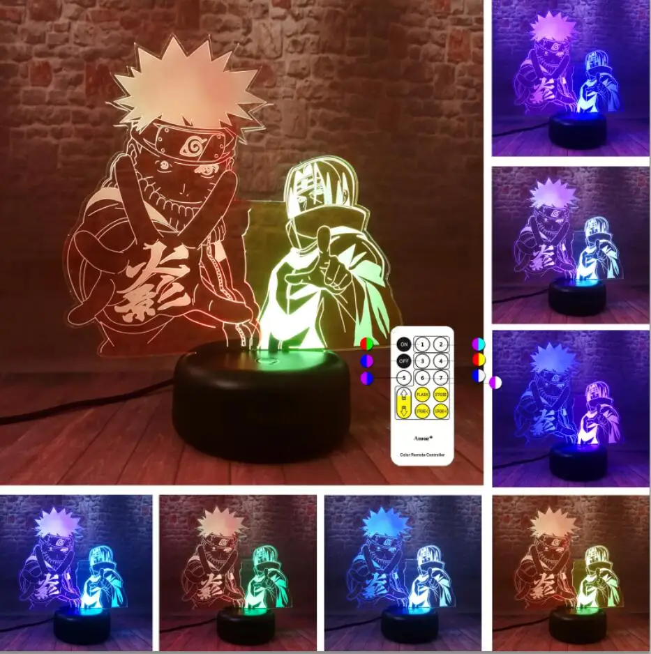 Controller 7 Color AMROE Hot аниме Наруто Саске лицо смешанные Двойные Цвета 3D светодиодный Ночник светильник домашний декор подростковый День рождения Рождество подарки для детей Детские игрушки - Испускаемый цвет: Controller 7 Color