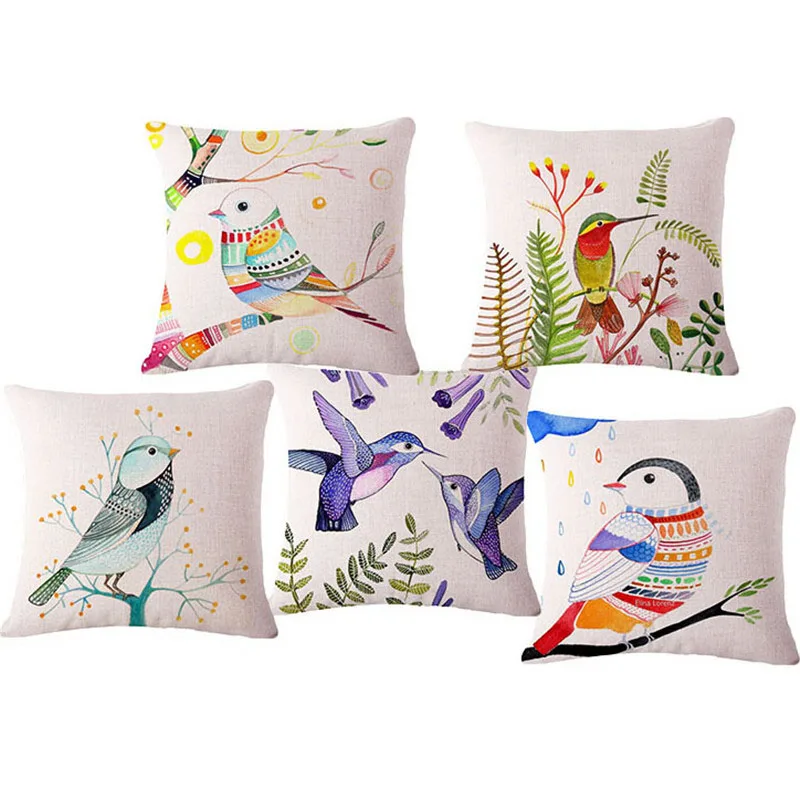 Веселые животные птицы бренд качество 17 &quotлен диван Декор Подушка без