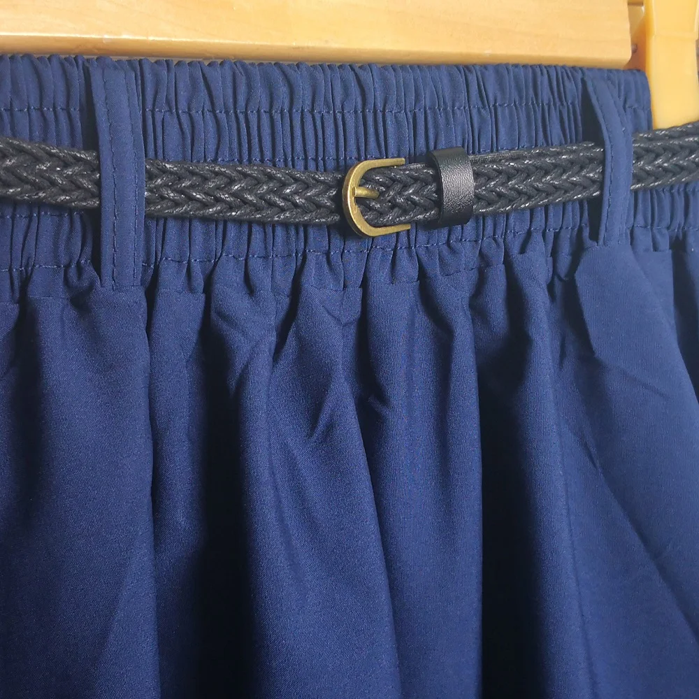 Midi Knee Length Summer Skirts Womens With Belt Fashion Casual Korean Ladies High Waist Pleated A-line School Women Skirt Female | Женская