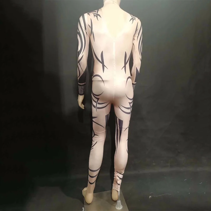 Женский и мужской цветной комбинезон для сцены боди с 3D принтом черного цвета