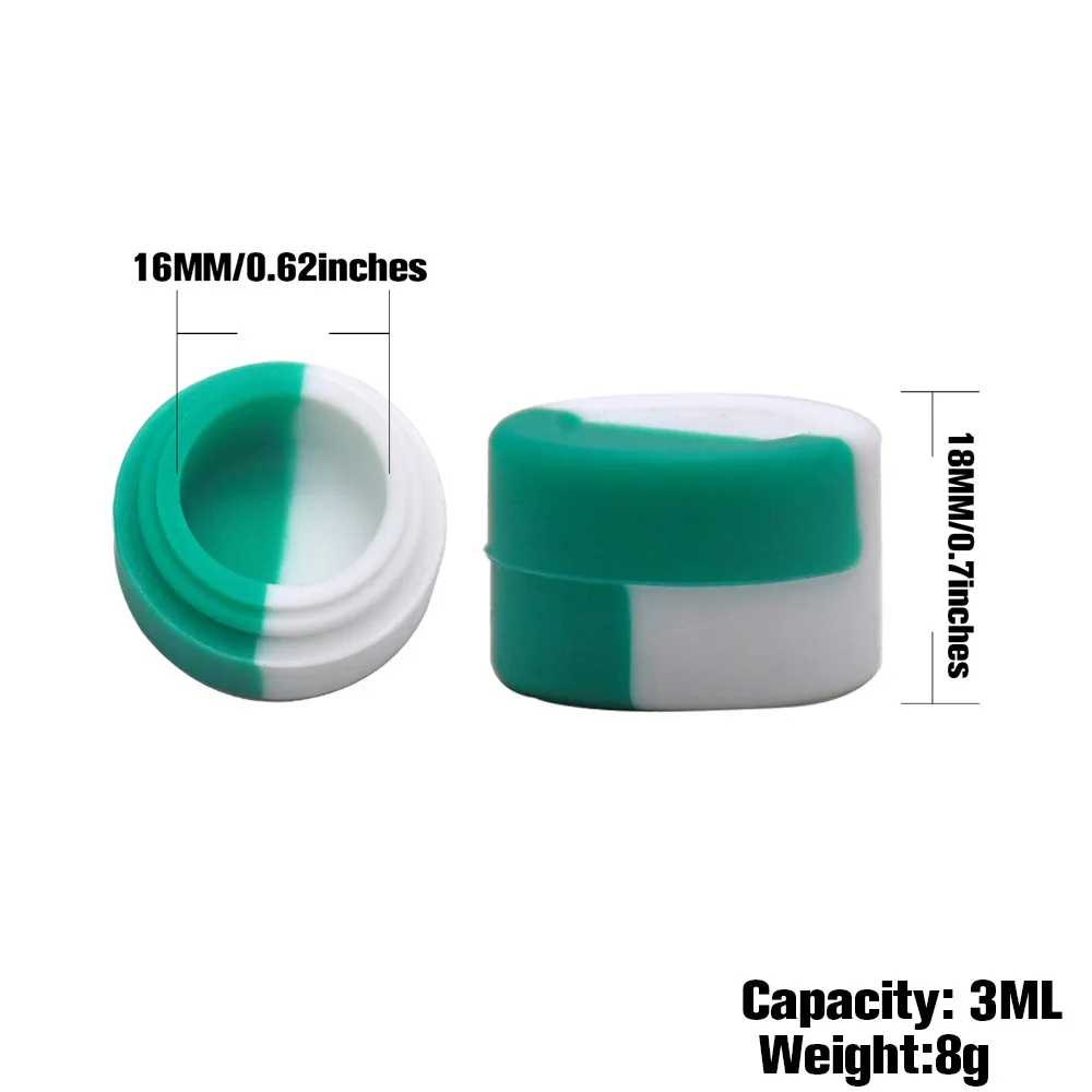 20 шт. антипригарный FDA силиконовый воск Dab Oil Stash Jar 3 мл Небьющийся контейнер