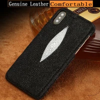 genuine leather pearl fish phone case for iphone 11 11pro 11max 8 plus high end fashion solid color protective case for iphone 7