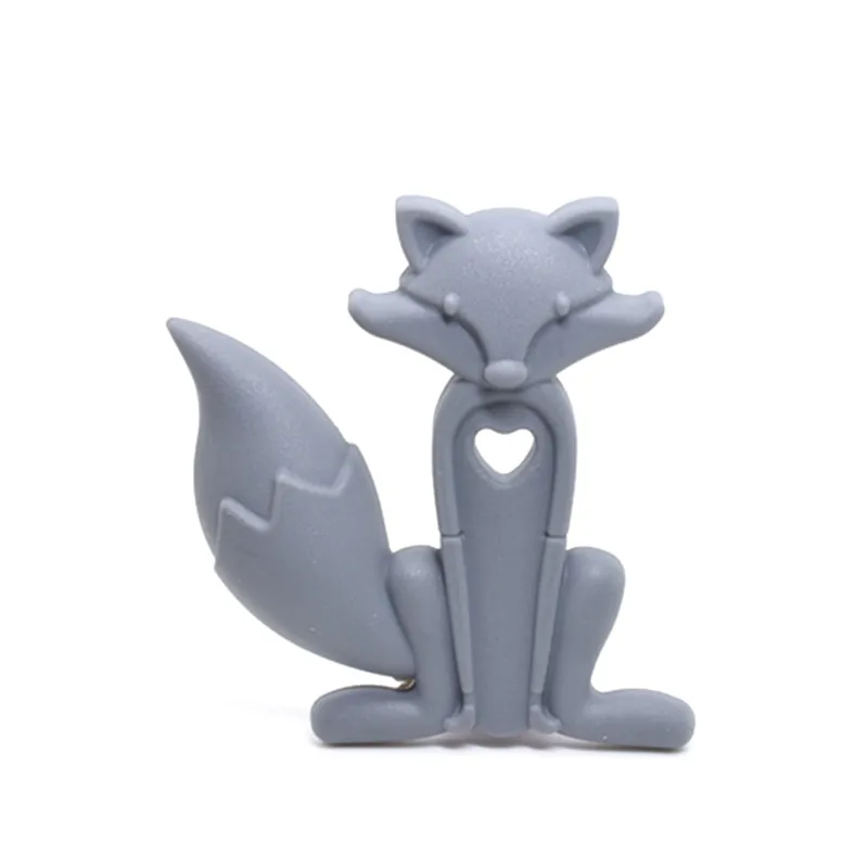 Mordedor de silicona con forma de zorro para beb&eacute;, dentici&oacute;n de silicona de grado alimenticio, con forma de animales de dibujos animados, 5 piezas-5