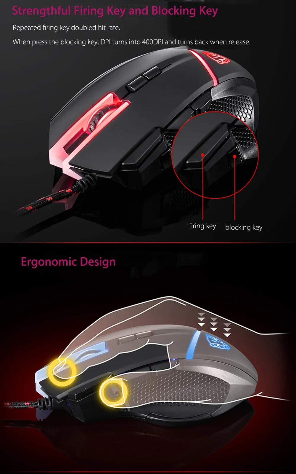 Motospeed V18 игровая проводная мышь с 4000 dpi высокая точность оптическая 9 клавиш 8 цветов подсветка 1,8 м кабель для Pro Gamer