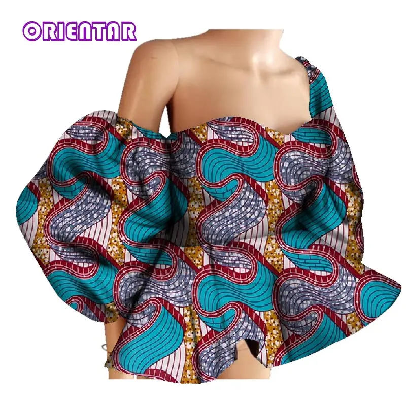 New Cotton Women Shirts African Wax Draped Print Shirts for Women Bazin Riche Patchwork African Style Clothing WY3397