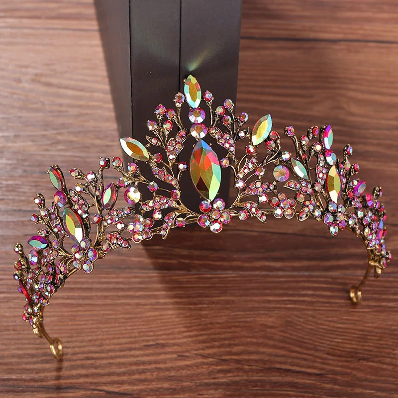 Винтажные разноцветные головные уборы с кристаллами для свадьбы диадема невесты