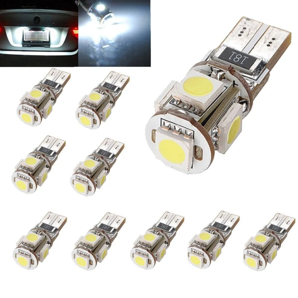 10 XCanbus T10 светодиодный Voiture Ampoule 5050 5SMD W5W Авто Lampe vehicle Feu 194 168 DC 12V Blanc Pur|t10 led|auto lampled