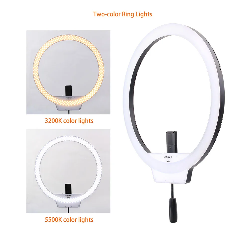 YongNuo YN608 кольцевой светодиодный светильник 3200 K-5500 K двухцветная температура и 5500K беспроводной дистанционный светодиодный светильник