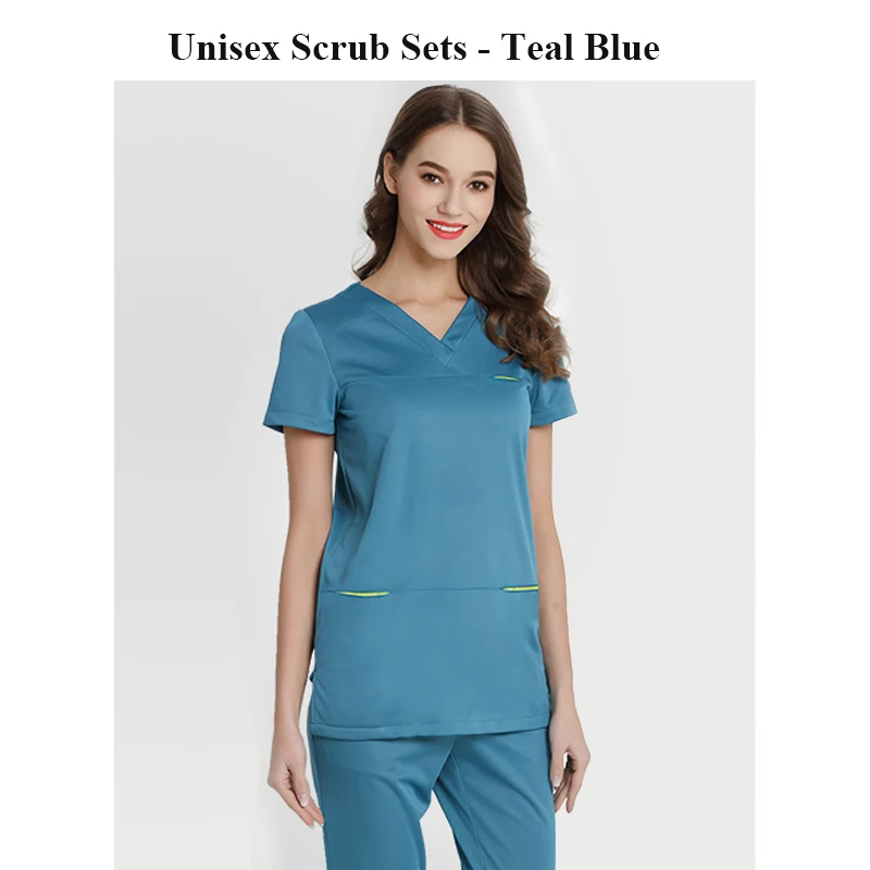 Unisex Scrub Set 1 Бесконечность скрабы Уход Униформа медицинский скраб наборы Outlet 4 способа растянуть работы Костюмы Рубашка с короткими рукавами стоматолог спецодежды - Цвет: Unisex Scrub Set 1
