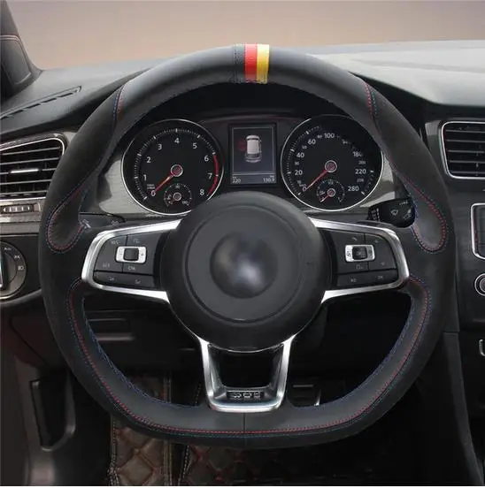 Ручной стежок черный замшевое рулевое колесо чехол для Volkswagen VW Golf 7 Mk7 новый поло