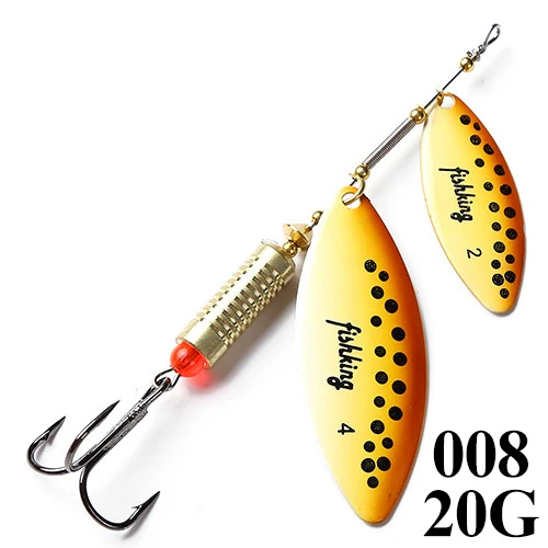 FISHKING 1PCS20g ложка приманка с крючком жесткая металлическая приманка для рыболовного крючка Спиннер двойная ложка рыболовные принадлежности PESCA снасти - Цвет: 008