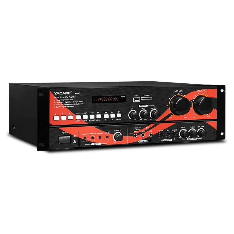 

KM-1 200 Вт + 200 Вт Профессиональный домашний кинотеатр беспроводной Bluetooth KTV аудио усилитель