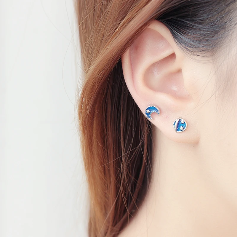 Модные украшения для девочек одноцветное 925 пробы Серебряные Серьги Крошечный