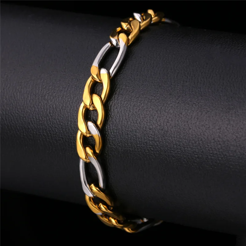 Двухцветные браслеты-цепочки для мужчин и женщин ювелирное изделие из