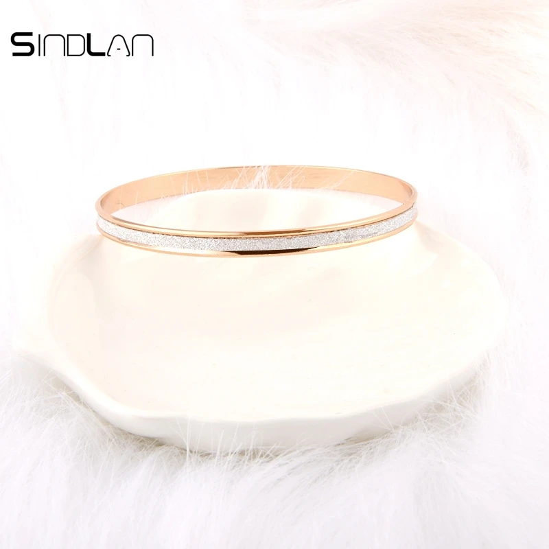 Женский браслет Sindlan простой золотой/серебристый матовый на запястье|cuff