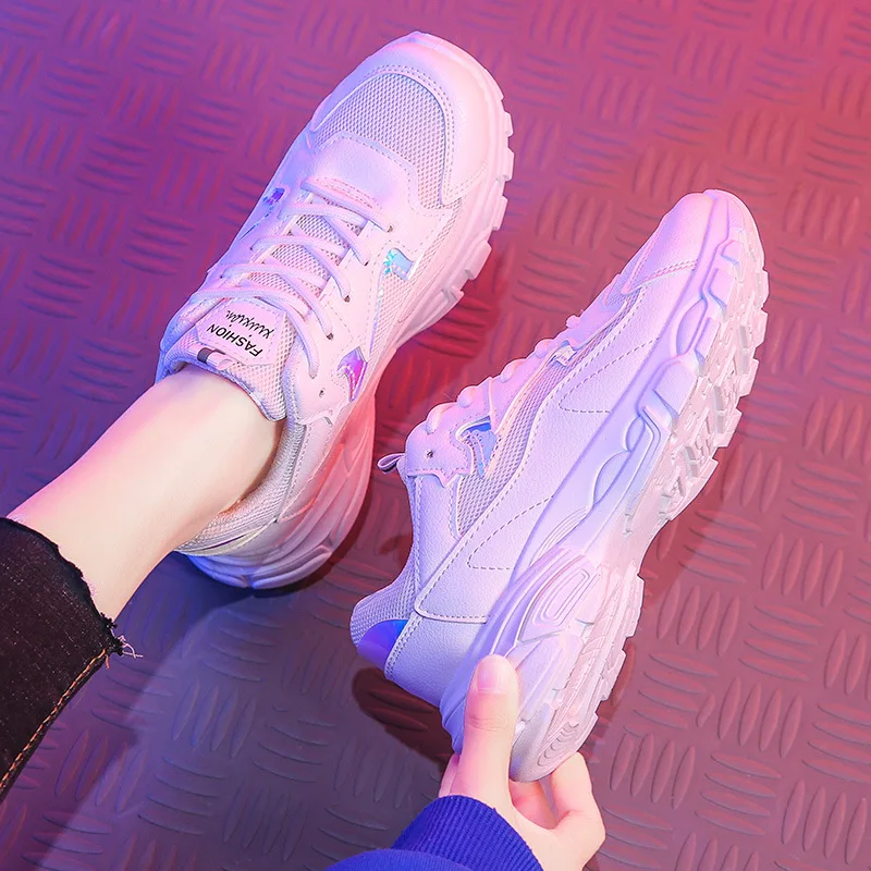 Обновления кроссовки Для женщин сетчатые белые на платформе женская