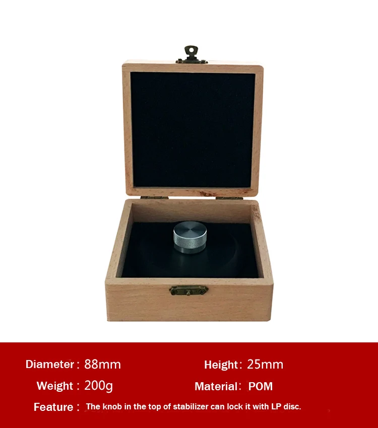 

High-End POM Material LP Vinyl Turntables Disc Stabilizer Record Weight/Clamp With Wooden Package Box