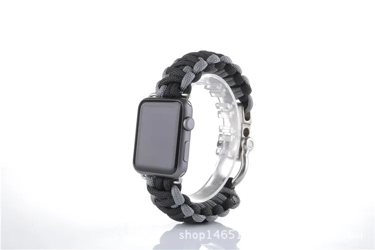 38/42 мм наручных часов iWatch, ремешок с адаптеры для сим-карт нейлоновая веревка выживание, браслет, ремешок для наручных часов, Повседневное Спортивная Apple часы-ремешки Армейский зеленый
