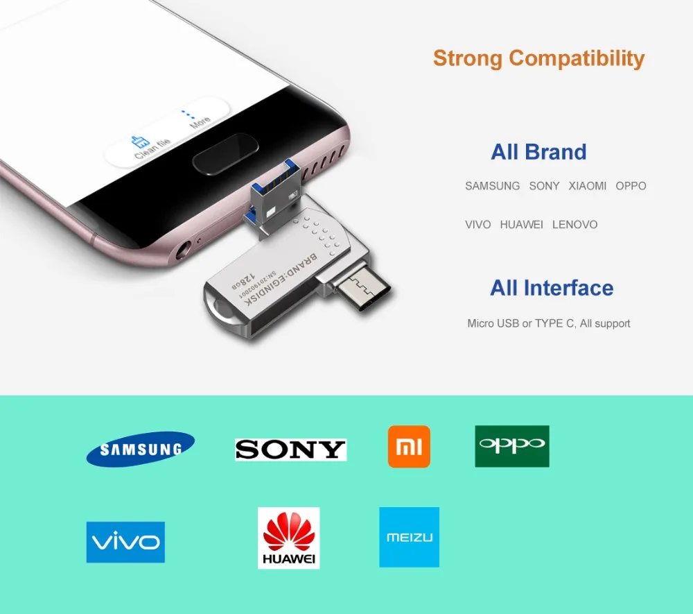 Флеш-накопитель OTG USB для телефона Android, Usb 3,0, флеш-накопитель, 128 ГБ, Тип C, Micro Usb накопитель, 16 ГБ, 32 ГБ, 64 ГБ, флешка для устройства type-C