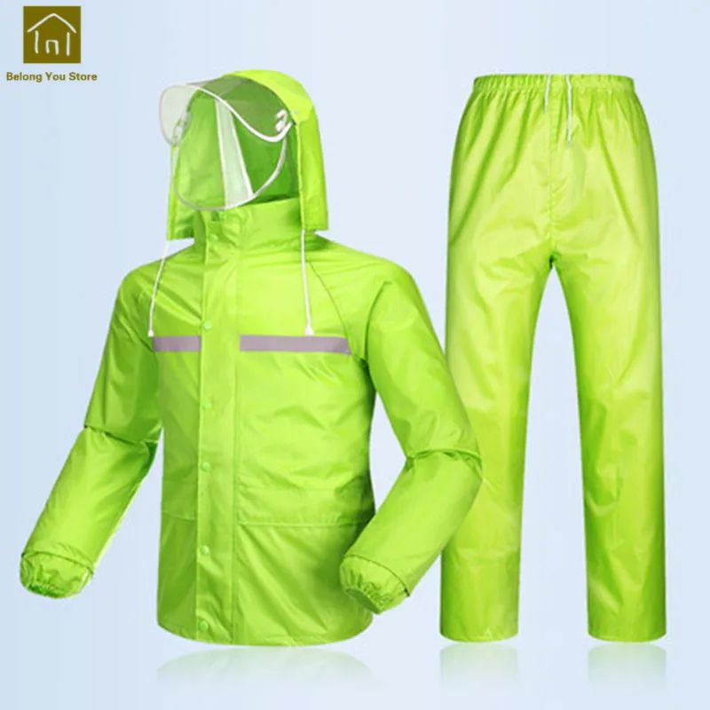 Double Mesh green Водонепроницаемый дождевик мотоциклетный плащ для мужчин Дамский велосипед плащ женские куртки кемпинг плащ-костюм дождевик LKR206 - Цвет: Double Mesh green