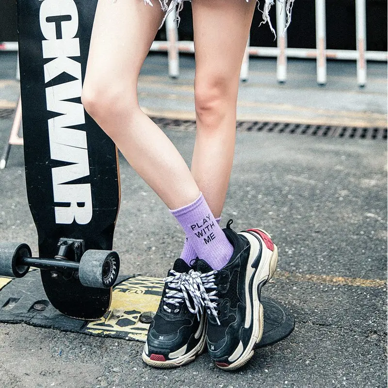 Повседневные женские носки с буквенным принтом осенне зимние забавные из хлопка