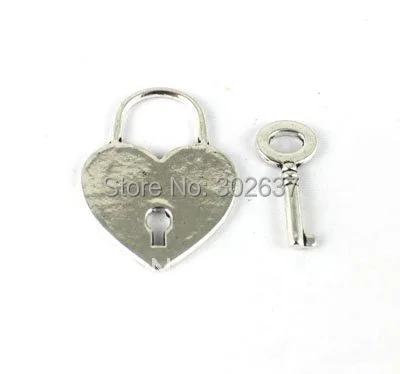 Бесплатная доставка 30 комплектов тибетский серебристый цвет блокировка сердца