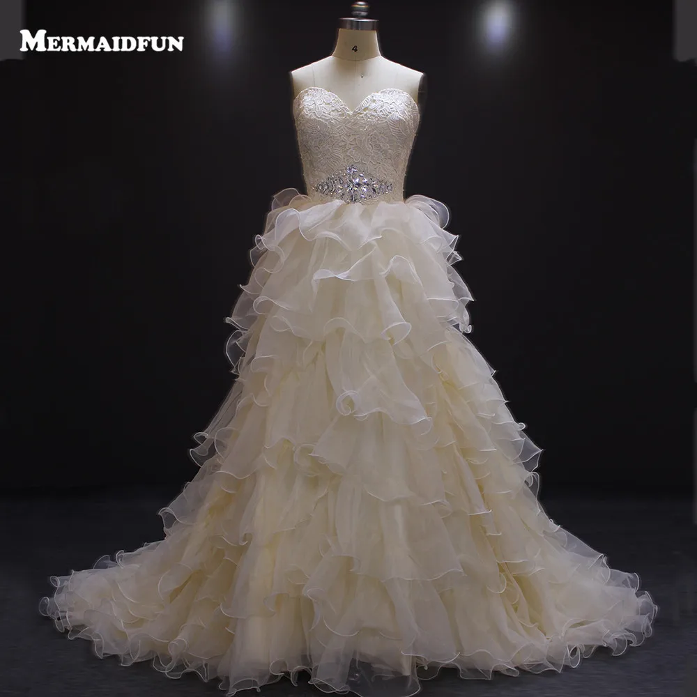 

2019 A Line Sweetheart Ruffles Country Western Wedding Dress Vintage Turkey Lace Bodice Wedding Dresses Gelinlik New n680