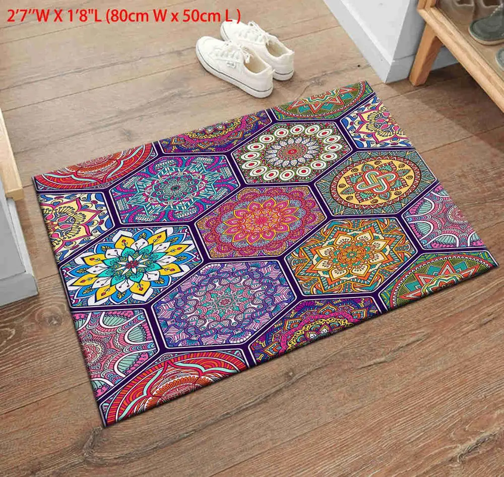 80cm W x 50cm L Марокканская мандала, ковер и ковер для детей, для дома, гостиной, Хрустальный бархат, туалет для двери в спальню, на кухню, пол и коврики для ванной - Цвет: 80cm W x 50cm L