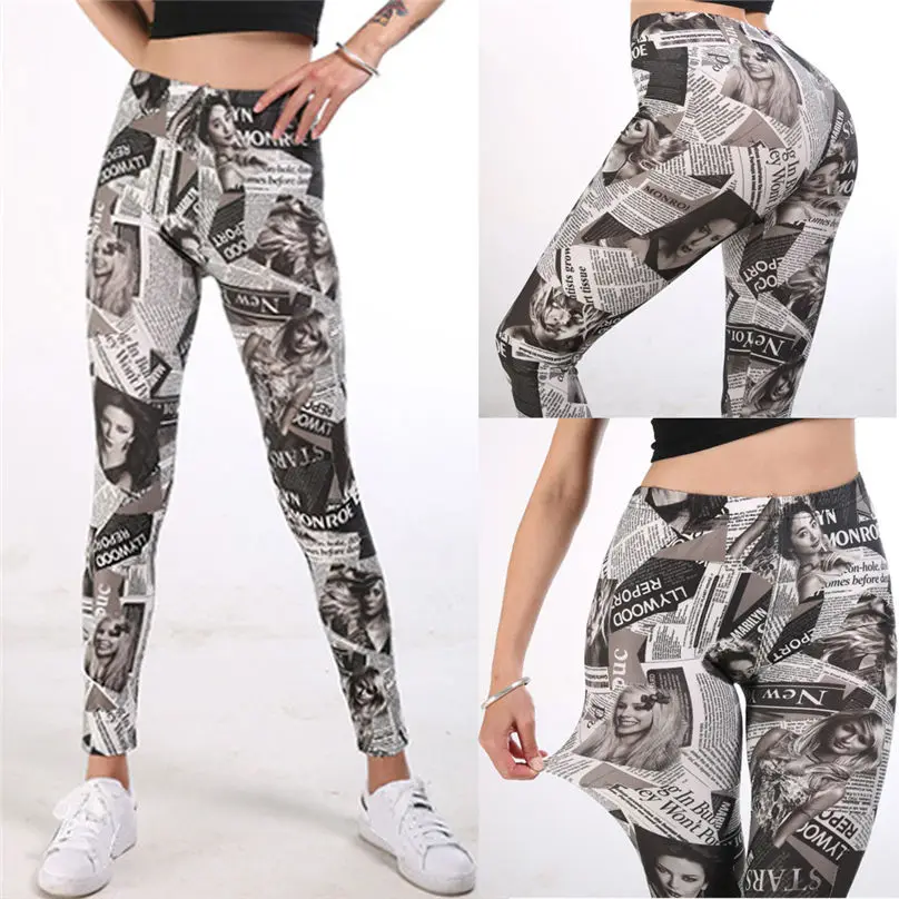 Женские брюки с цифровым принтом спортивные и облегающие женские леггинсы 2019 #3A12