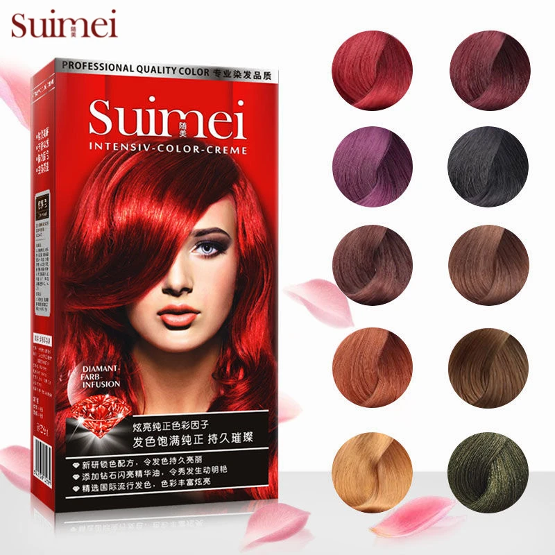 

SUIMEI Professional Use Colour Cream Golden Brown Red Purple Hair Color Dye Cream Natural Permanent Hair Dye with Peroxide Gream