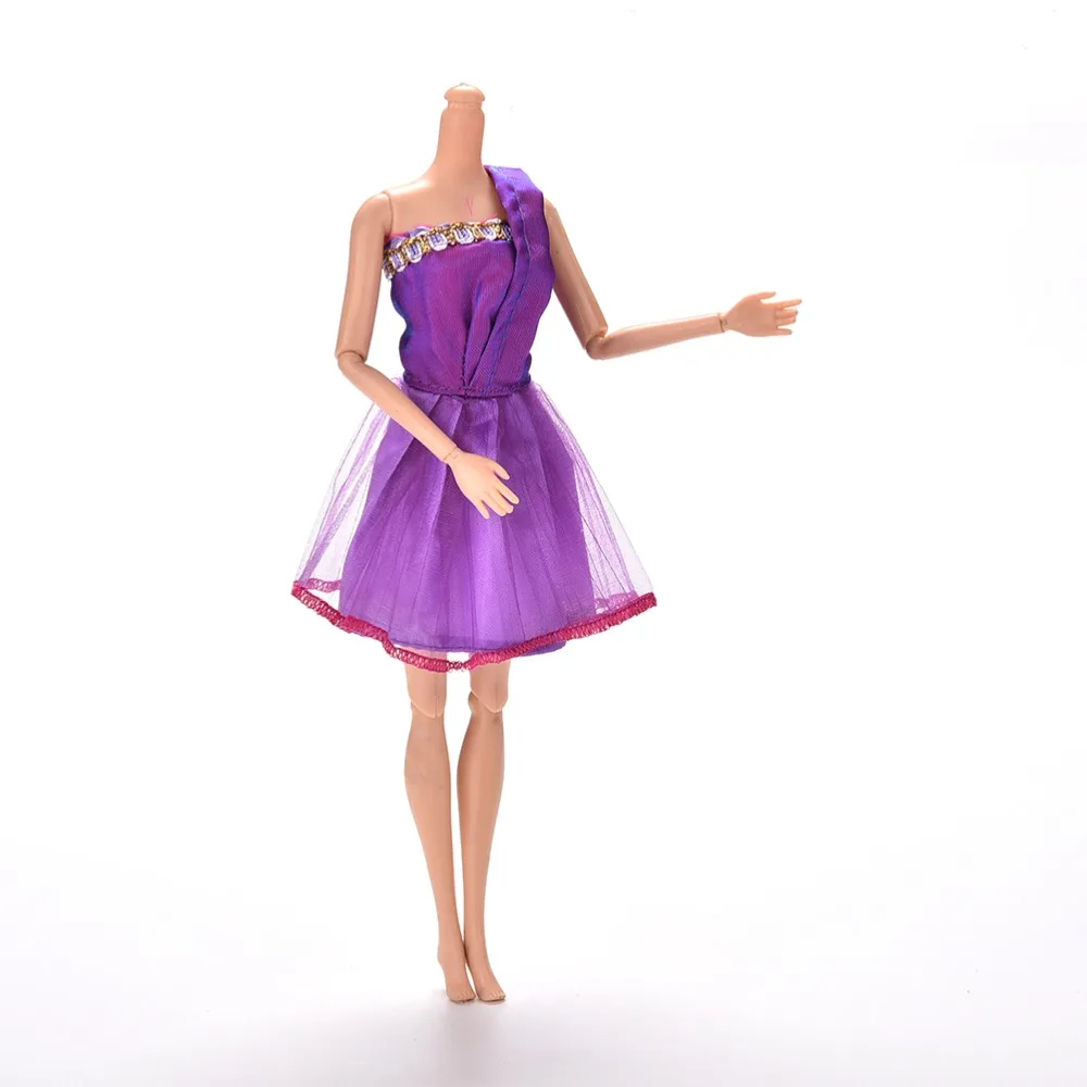 Фиолетовое кружевное Кукольное платье ручной работы на одно плечо свадебное