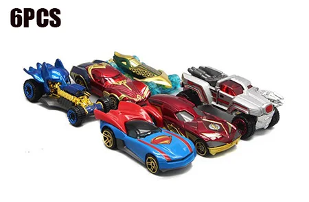 6PCS Justice league 1: 64 литые машины литые под давлением и игрушечные транспортные средства Мстители и Лига Справедливости модель автомобиля игрушечный автомобиль игрушки и хобби Рождественский подарок - Цвет: 6PCS Justice league