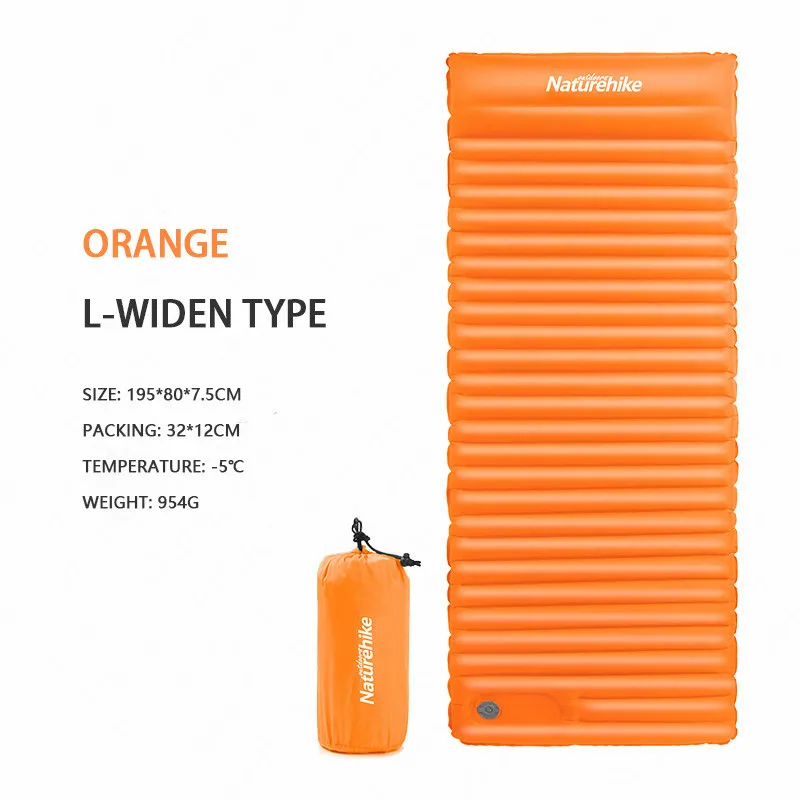 Orange-L Naturehike надувная кровать 7,5 см утолщенный походный коврик с подушкой легкий открытый тент спальный коврик надувной матрас NH18Q001-D - Цвет: Orange-L