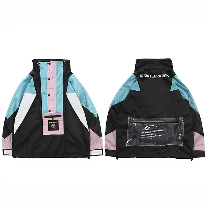 A99HW9306 Blue Harajuku куртка Мужская Хип-Хоп Уличная ретро куртка ветровка с карманами Весна винтажная цветная спортивная куртка на молнии - Цвет: A99HW9306 Blue