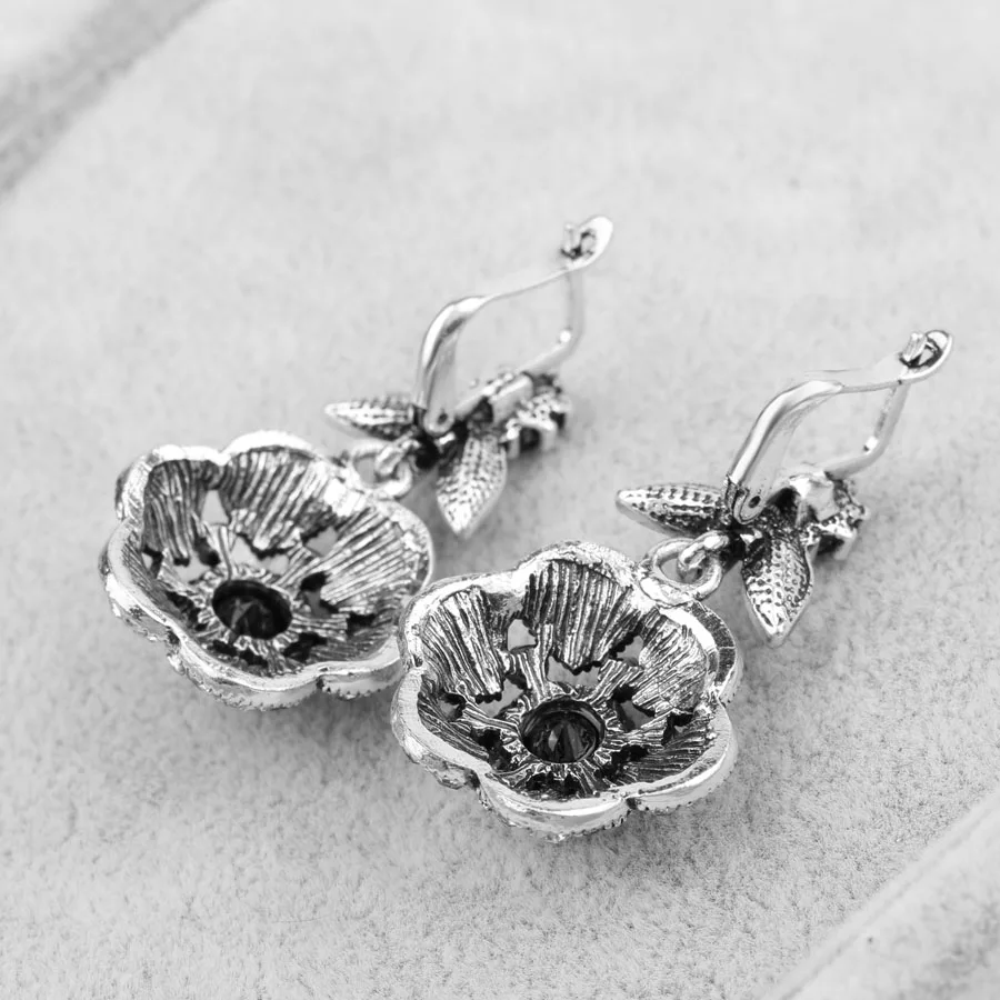 Кинельская богемская бижутерия в стиле ретро с кристальными цветочными серьгами для женщин серебристого цвета: серьги для помолвки и аксессуары для вечеринок.