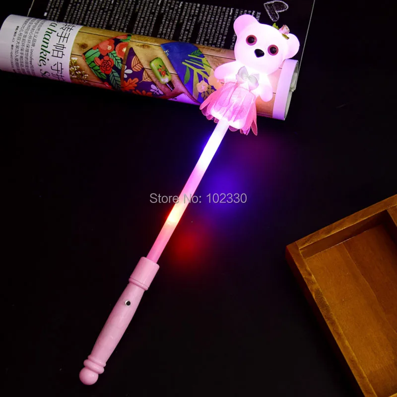100 шт. милые маленькие медведи Светящиеся СВЕТОДИОДНЫЕ Палочки Rally Rave Cheer Batons Party