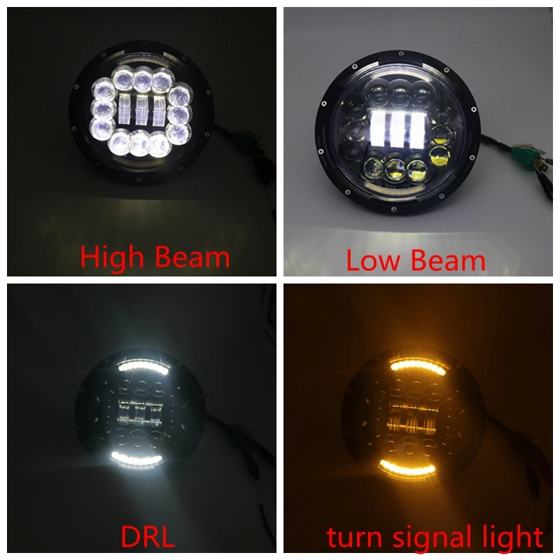 Black 7 inch 90W LED Headlight Fog Lamp DRL For Jeep Wrangler JK CJ TJ Hummer H1 H2 Car Led Headlamp Kenworth T2000 T-2000 | Автомобили и