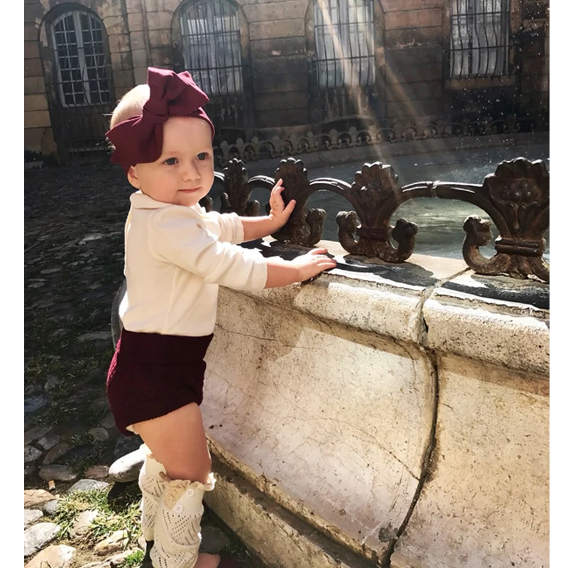 Трикотажные хлопковые шорты шаровары с высокой талией для маленьких девочек