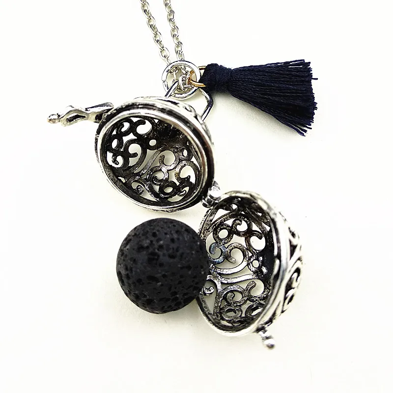 1pc Rose flower Birdcage Lava Stone Aromatherapy Pendant Essential Oil Diffuse Necklace with Volcanic rocks party gift - купить по