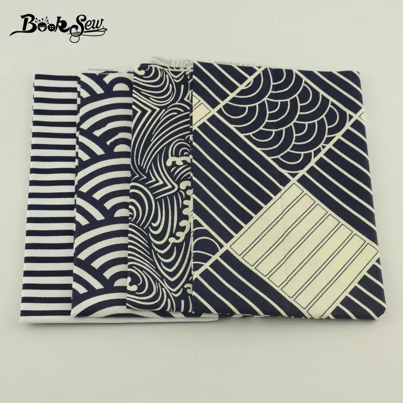 Черный и белый Цвет в полоску облака узор 4 шт./лот 100% хлопок Ткань квилтинга метр