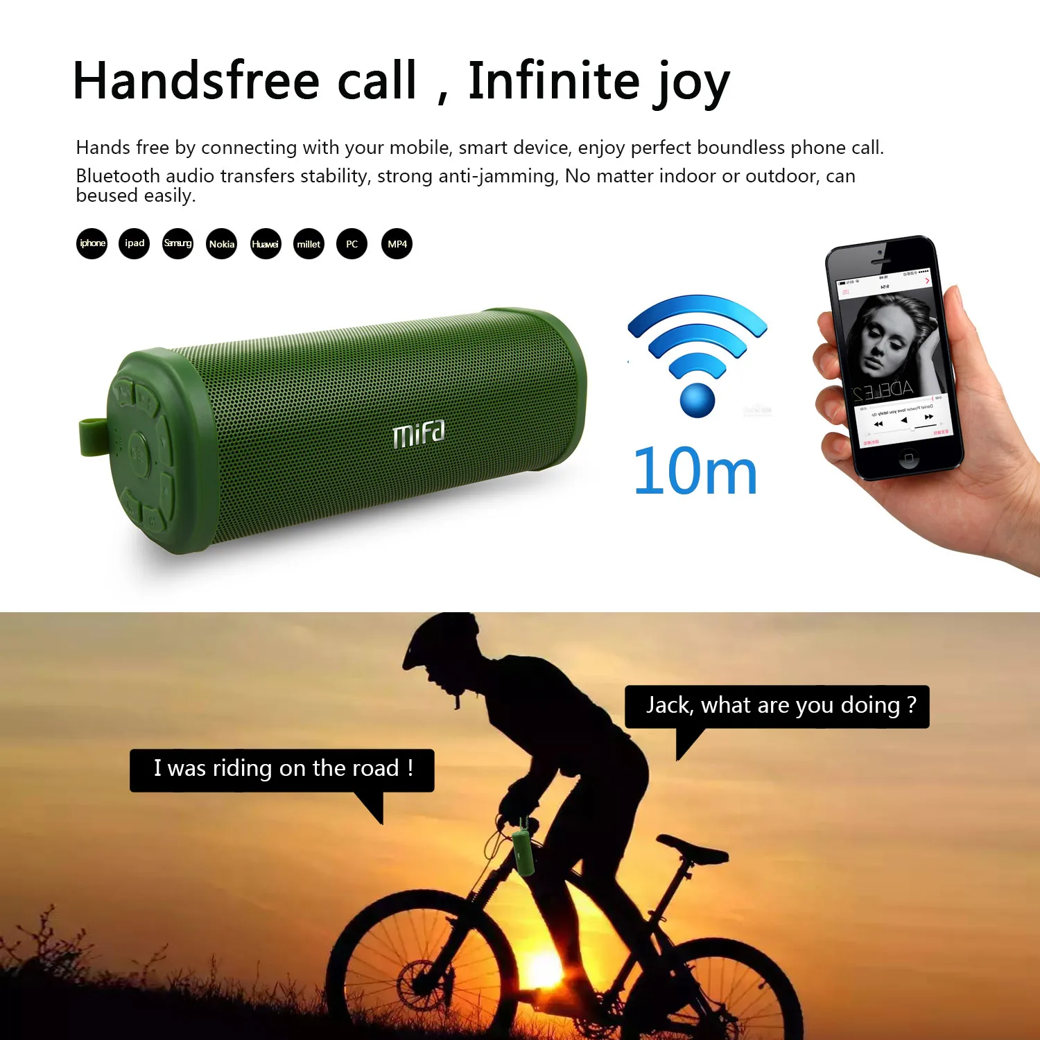 Беспроводная стереоколонка MIFA F5 с Bluetooth водонепроницаемая Портативная колонка bluetooth для занятий спортом на