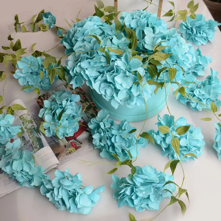 Tiffany Blue Шелковый цветок, свадебное украшение, искусственные цветы, весенние яркие гортензии, свадебные цветы, украшение - Цвет: Tiffany Blue