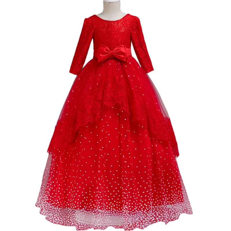 Girls Lace long sleeve princess dress kids adolescent elegant party Formal dresses for girls robe fille vestidos 12yrs | Детская одежда