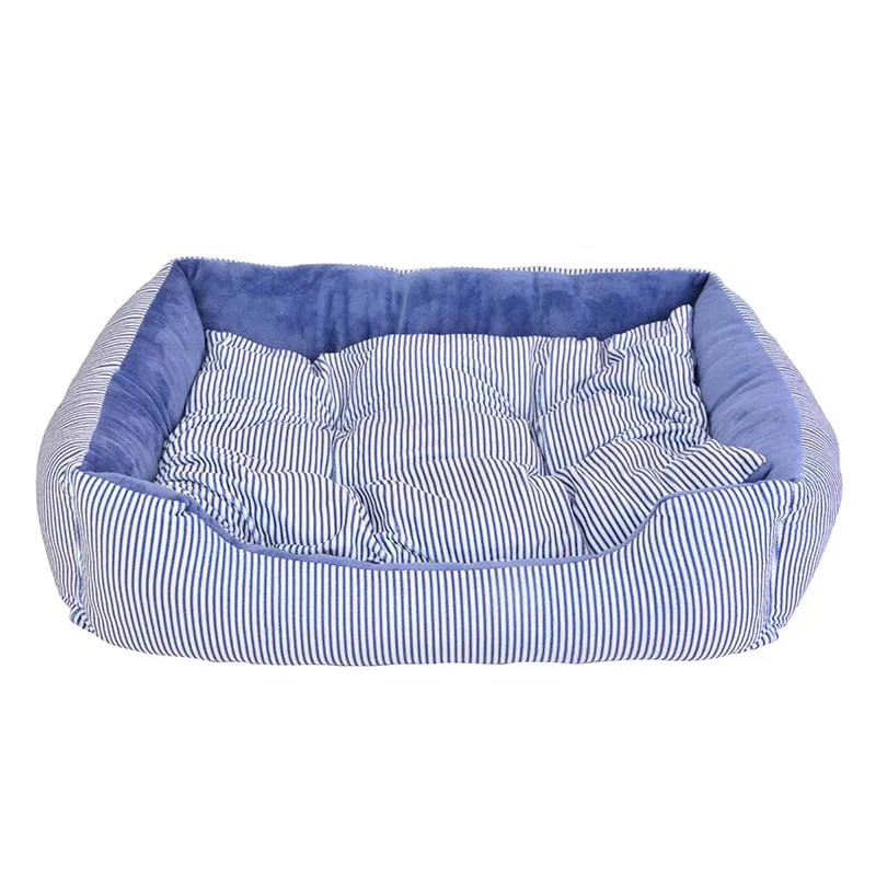 Pets Dogs Striped Bed Sofa Warm Winter Kennel House Pad For Small Medium Large Dogs Soft Dog Puppy Bed Nest Pet Supplies