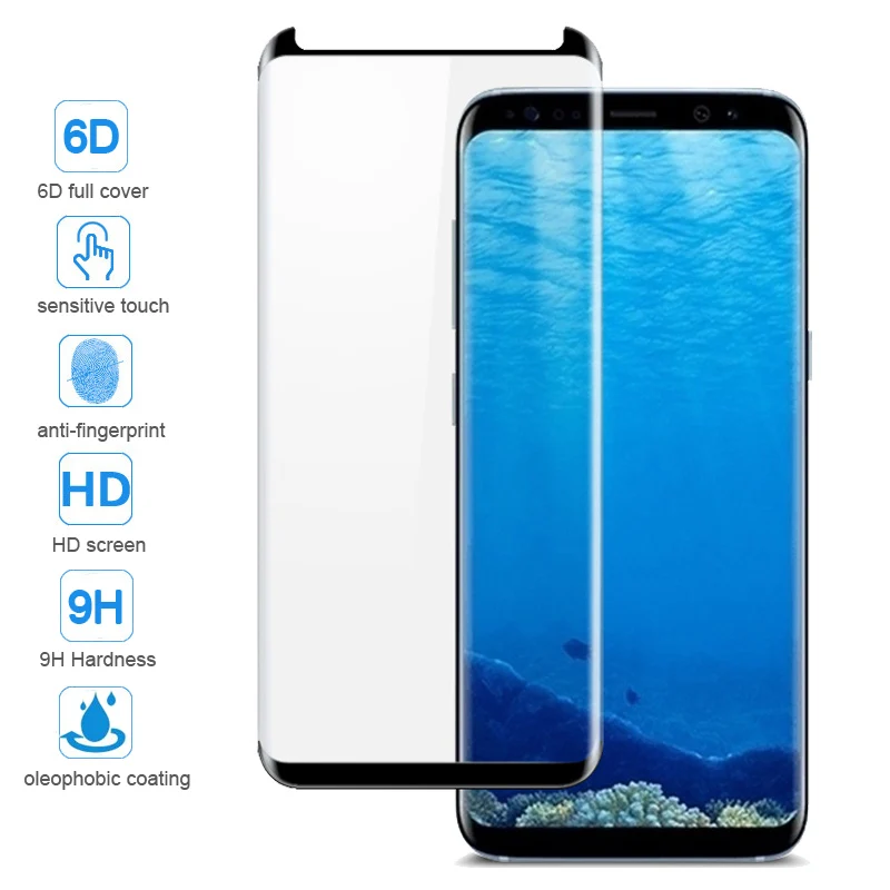Защитное стекло закаленное 6D для Samsung Galaxy S8/S9 Plus/Note 8/9/S7 Edge | Мобильные телефоны и